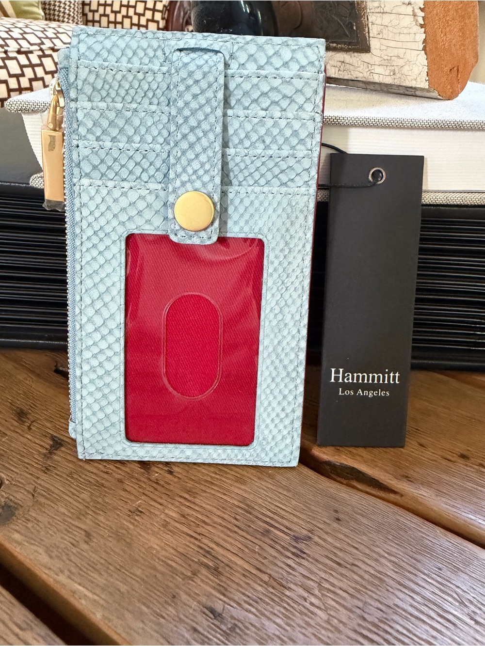 Hammitt 210-West Wallet Light Blue Textured Leather - Picture 2 of 4